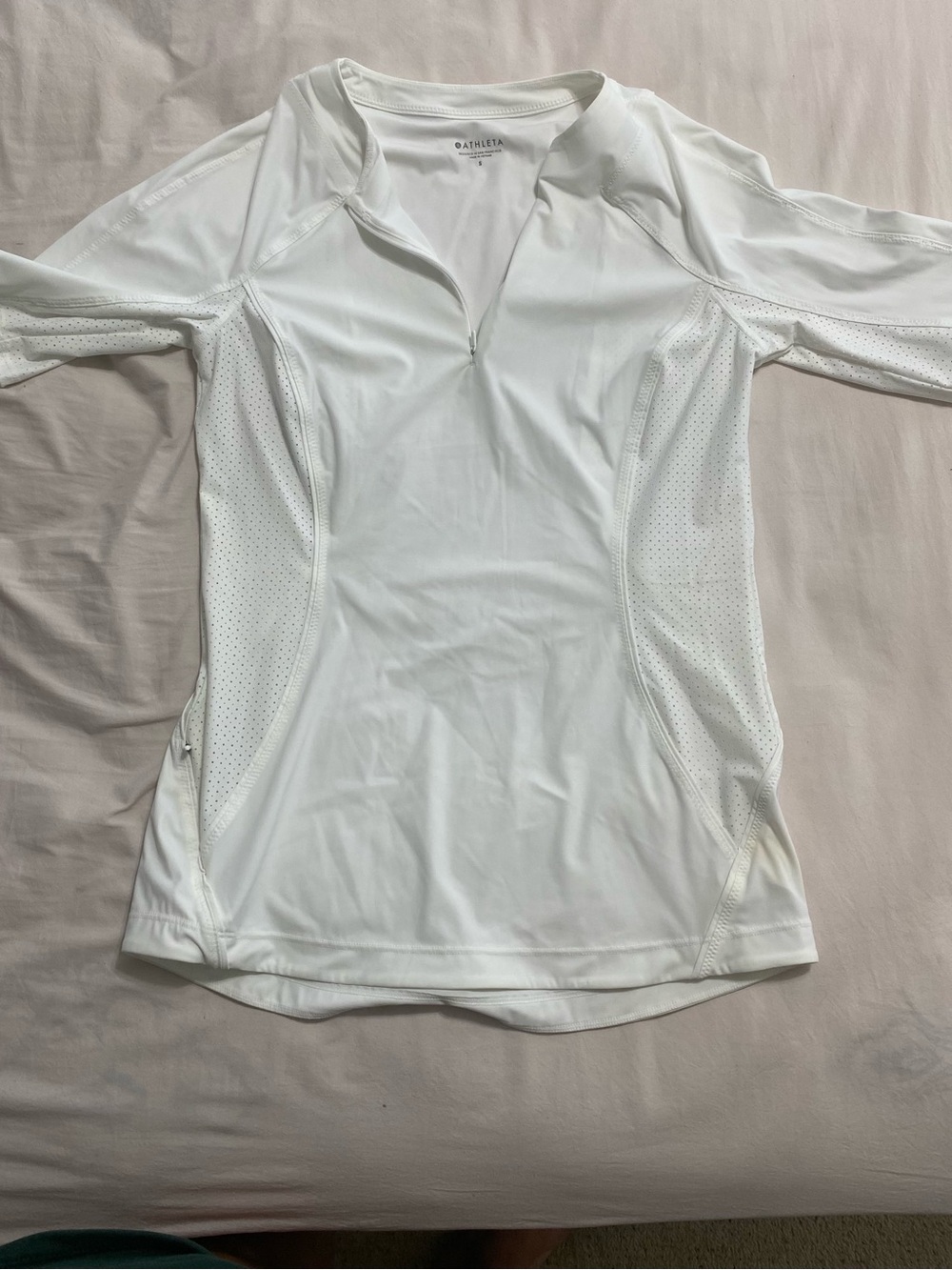 Athleta White Half-Zip Performance Long Sleeve Top